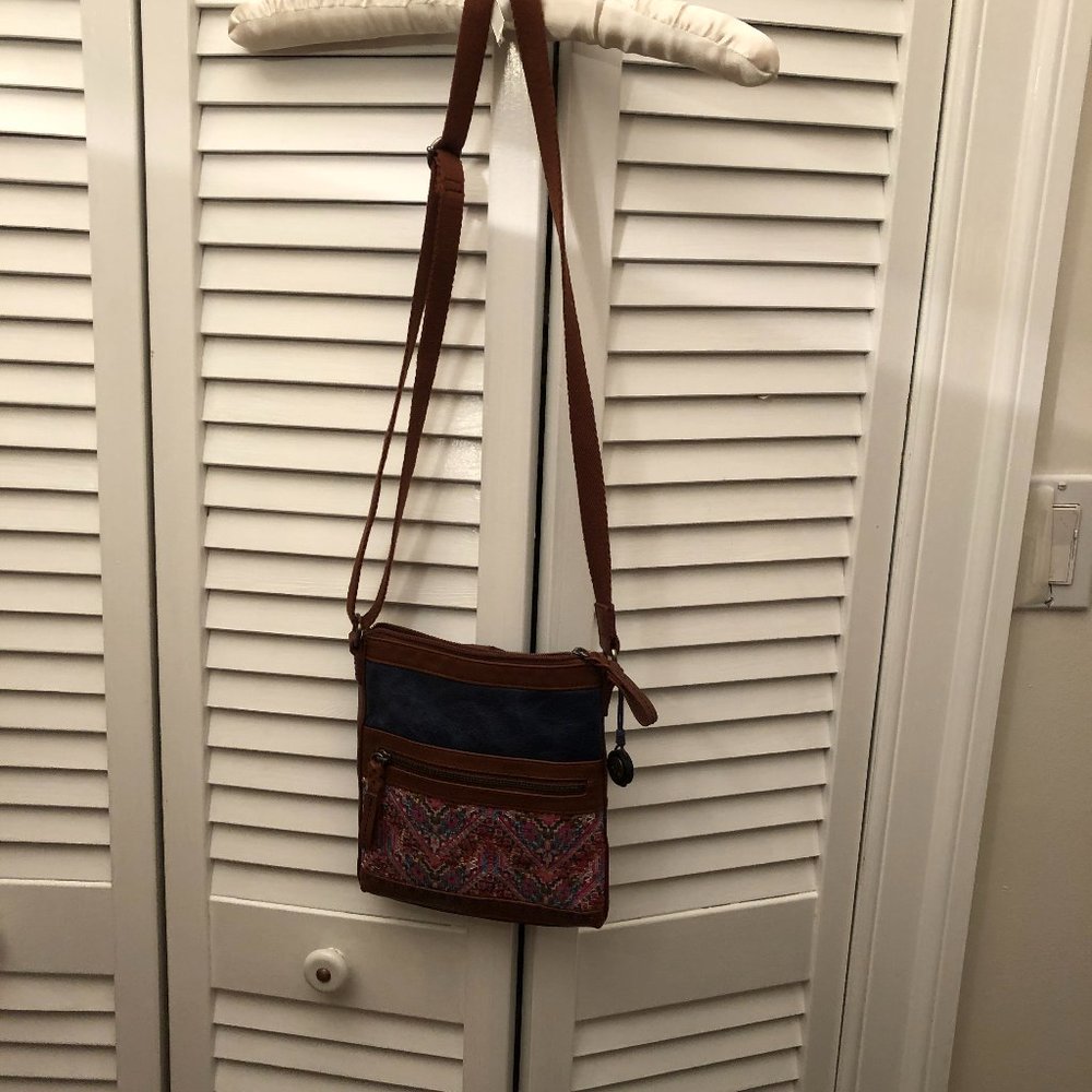 The Sak leather handbag in purple leather